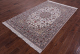 Ivory Isfahan Authentic Persian Hand Knotted Wool & Silk Area Rug - 5' 0" X 7' 10" - Golden Nile