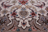 Ivory Isfahan Authentic Persian Hand Knotted Wool & Silk Area Rug - 5' 0" X 7' 10" - Golden Nile