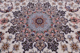 Ivory Signed Isfahan Authentic Persian Hand Knotted Wool & Silk Area Rug - 5' 1" X 8' 0" - Golden Nile
