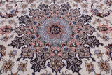 Ivory Signed Isfahan Authentic Persian Hand Knotted Wool & Silk Area Rug - 5' 1" X 8' 0" - Golden Nile