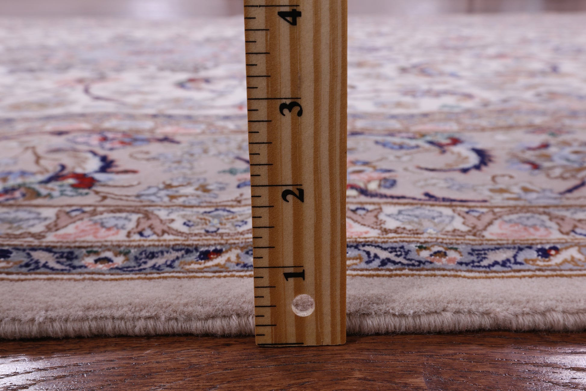 Ivory Signed Isfahan Authentic Persian Hand Knotted Wool & Silk Area Rug - 5' 1" X 8' 0" - Golden Nile