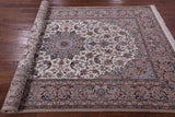 Ivory Signed Isfahan Authentic Persian Hand Knotted Wool & Silk Area Rug - 5' 1" X 8' 0" - Golden Nile