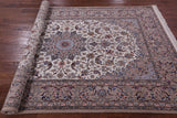 Ivory Signed Isfahan Authentic Persian Hand Knotted Wool & Silk Area Rug - 5' 1" X 8' 0" - Golden Nile