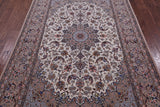 Ivory Signed Isfahan Authentic Persian Hand Knotted Wool & Silk Area Rug - 5' 1" X 8' 0" - Golden Nile