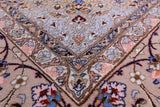 Ivory Signed Isfahan Authentic Persian Hand Knotted Wool & Silk Area Rug - 5' 1" X 8' 0" - Golden Nile