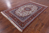 Signed Isfahan Persian Hand Knotted Wool & Silk Area Rug - 5' 2" X 7" 11" - Golden Nile