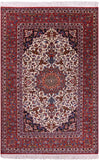Ivory Antique Isfahan Persian Hand Knotted Area Rug - 7' 1" X 10' 6" - Golden Nile