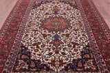 Ivory Antique Isfahan Persian Hand Knotted Area Rug - 7' 1" X 10' 6" - Golden Nile