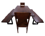 Solid Wood 5 Piece Dining Set With Metal Legs - Table, Two Bench and Two Chairs - Golden Nile