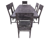 Grey Solid Wood 7 Piece Dining Set With Metal Legs - Table And Six Chairs - Golden Nile