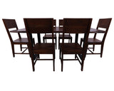 Solid Wood 7 Piece Dining Set With Metal Legs - Table And Six Chairs - Golden Nile