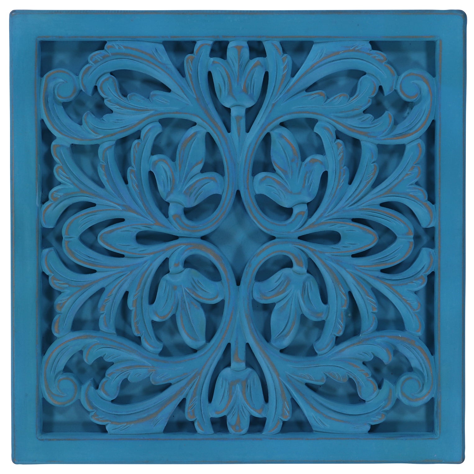 Reclaimed Wood Handcarved Floral Nightstand - Golden Nile