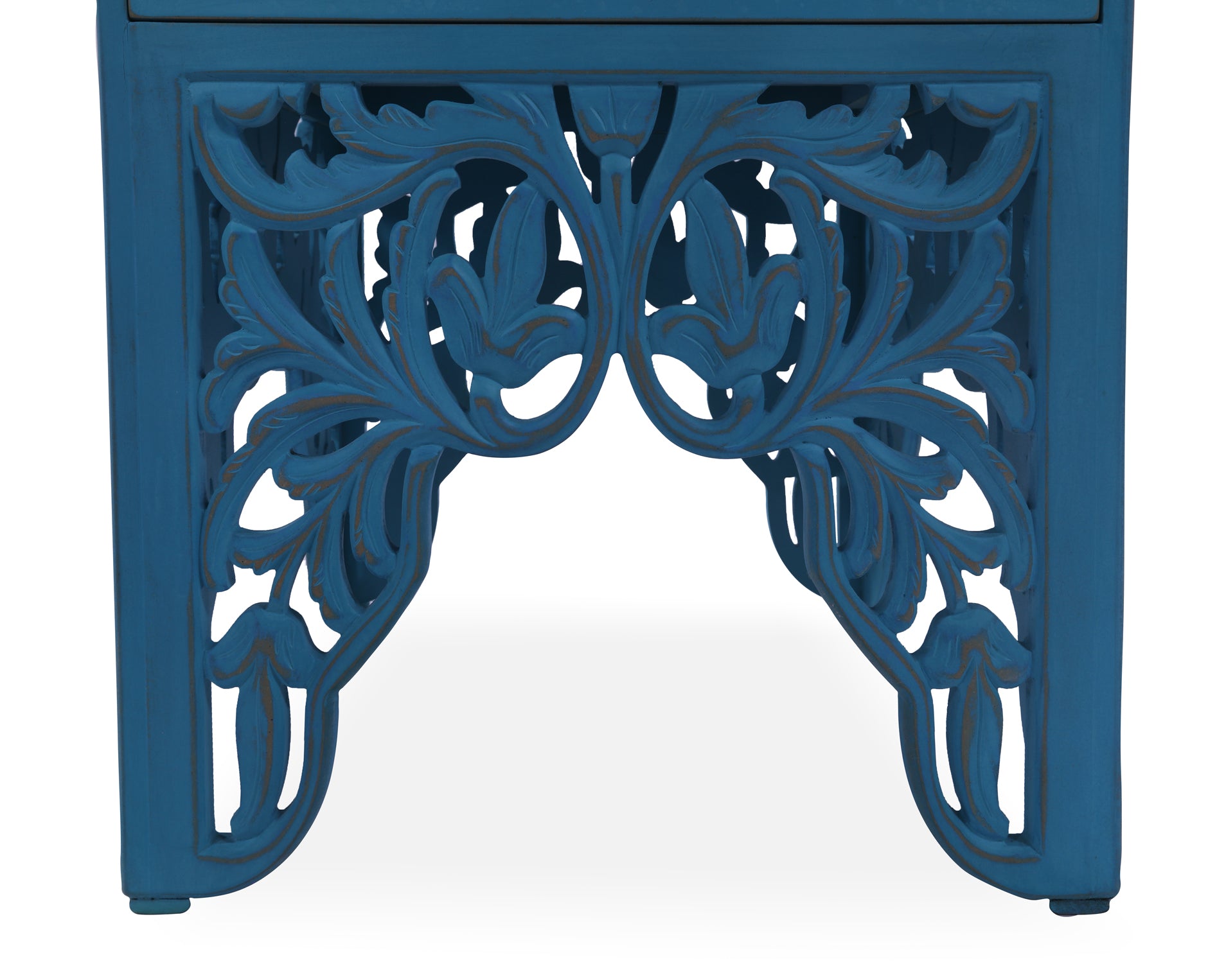 Reclaimed Wood Handcarved Floral Nightstand - Golden Nile