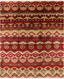 Ikat Hand Knotted Wool Area Rug - 8' 2" X 9' 9" - Golden Nile