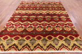 Ikat Hand Knotted Wool Area Rug - 8' 2" X 9' 9" - Golden Nile