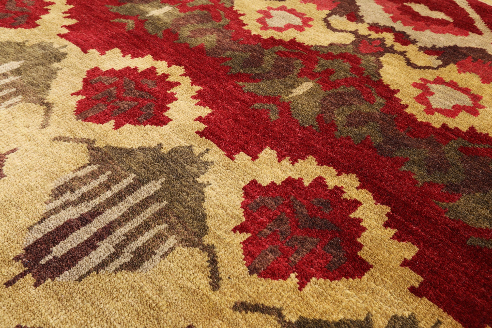 Ikat Hand Knotted Wool Area Rug - 8' 2" X 9' 9" - Golden Nile