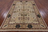 Peshawar Hand Knotted Wool Area Rug - 6' 1" X 9' 0" - Golden Nile