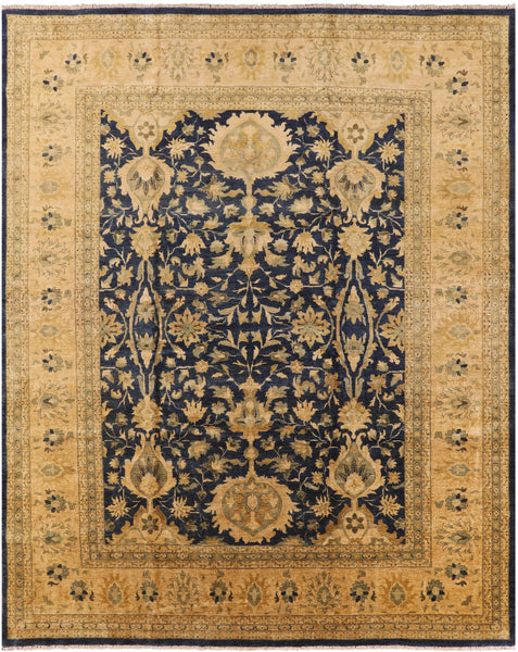 Blue Peshawar Hand Knotted Wool Rug - 12' 1" X 15' 2" - Golden Nile