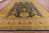 Blue Peshawar Hand Knotted Wool Rug - 12' 1" X 15' 2" - Golden Nile