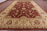 Red Peshawar Handmade Wool Rug - 12' 0" X 17' 7" - Golden Nile