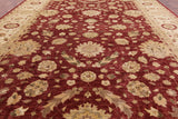 Red Peshawar Handmade Wool Rug - 12' 0" X 17' 7" - Golden Nile