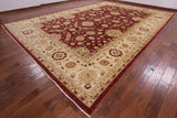 Red Peshawar Handmade Wool Rug - 12' 0" X 17' 7" - Golden Nile