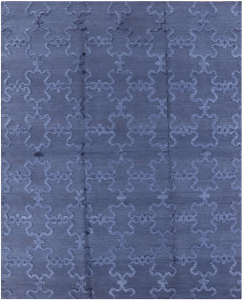 Flat Weave Moroccan Wool & Silk Rug - 8' 1" X 10' 1" - Golden Nile