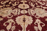 Red Peshawar Hand Knotted Wool Area Rug - 12' 0" X 18' 0" - Golden Nile