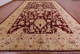 Red Peshawar Hand Knotted Wool Area Rug - 12' 0" X 18' 0" - Golden Nile