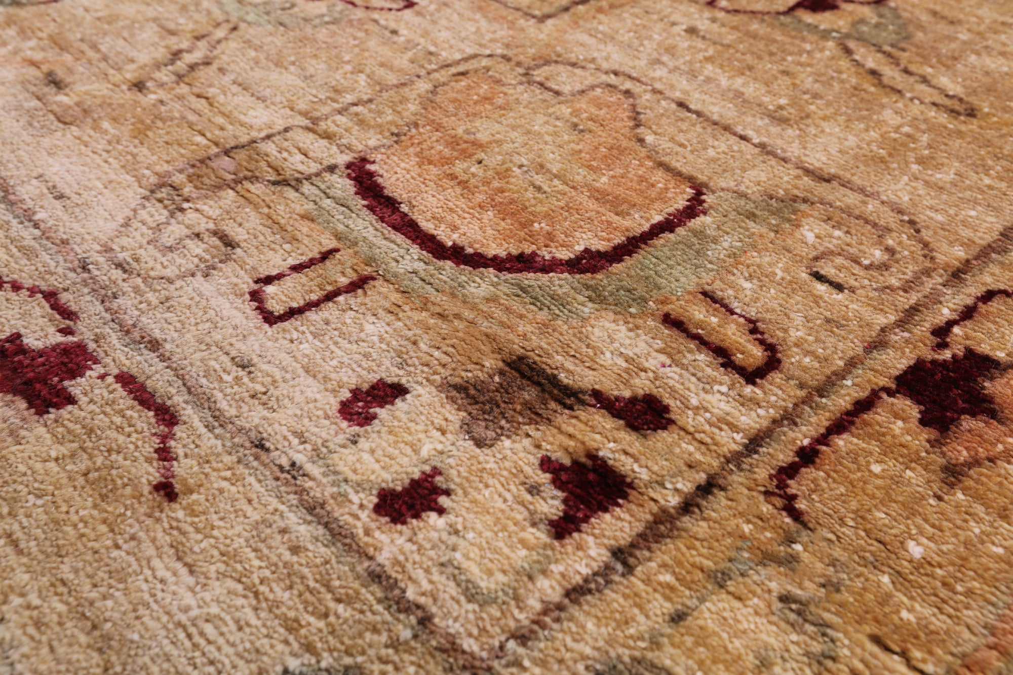 Red Peshawar Hand Knotted Wool Area Rug - 12' 0" X 18' 0" - Golden Nile