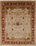 Ivory Chobi Peshawar Handmade Wool Rug - 8' 1" X 10' 1" - Golden Nile