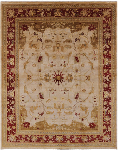 Ivory Chobi Peshawar Handmade Wool Rug - 8' 1