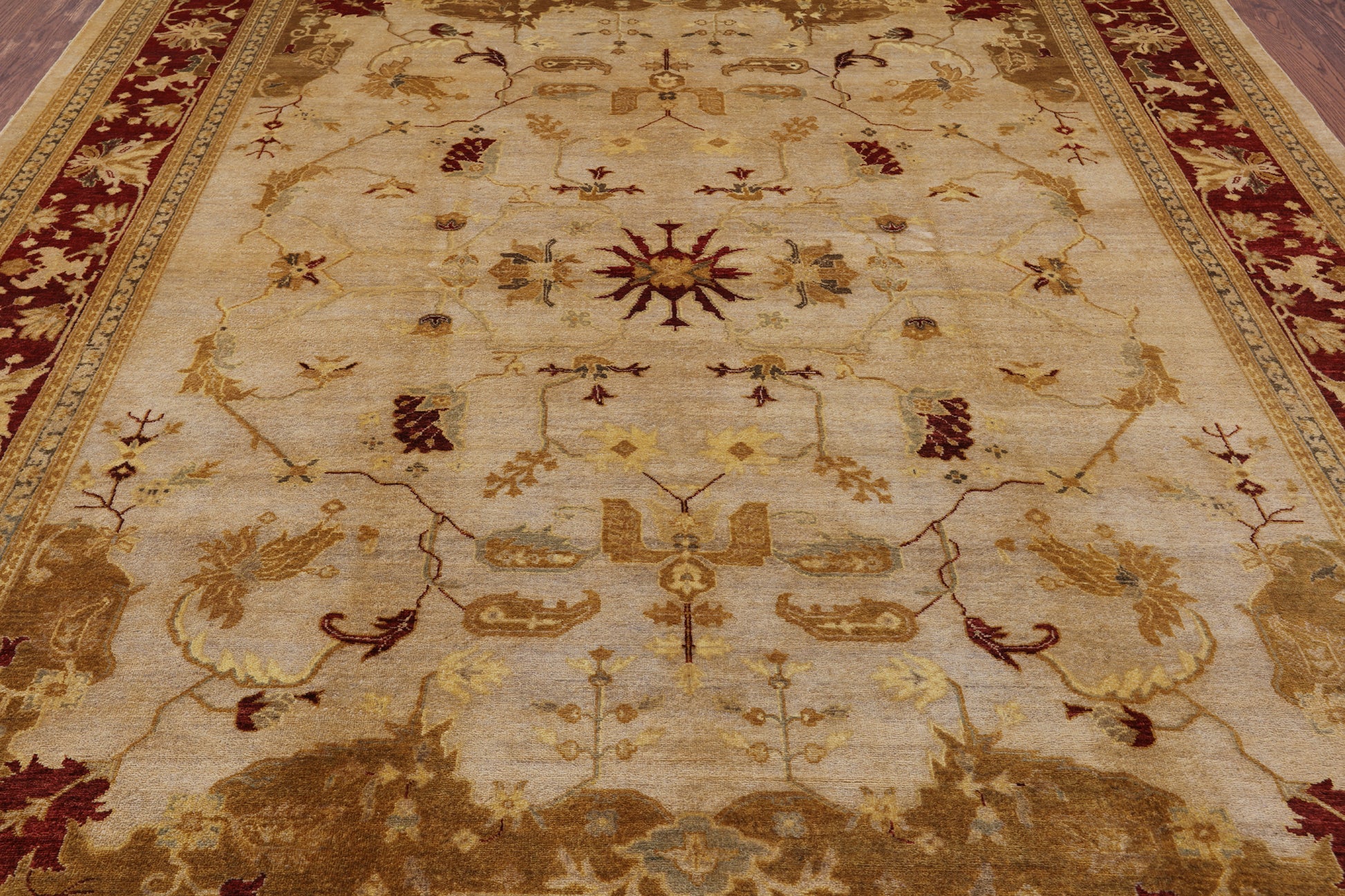 Ivory Chobi Peshawar Handmade Wool Rug - 8' 1" X 10' 1" - Golden Nile