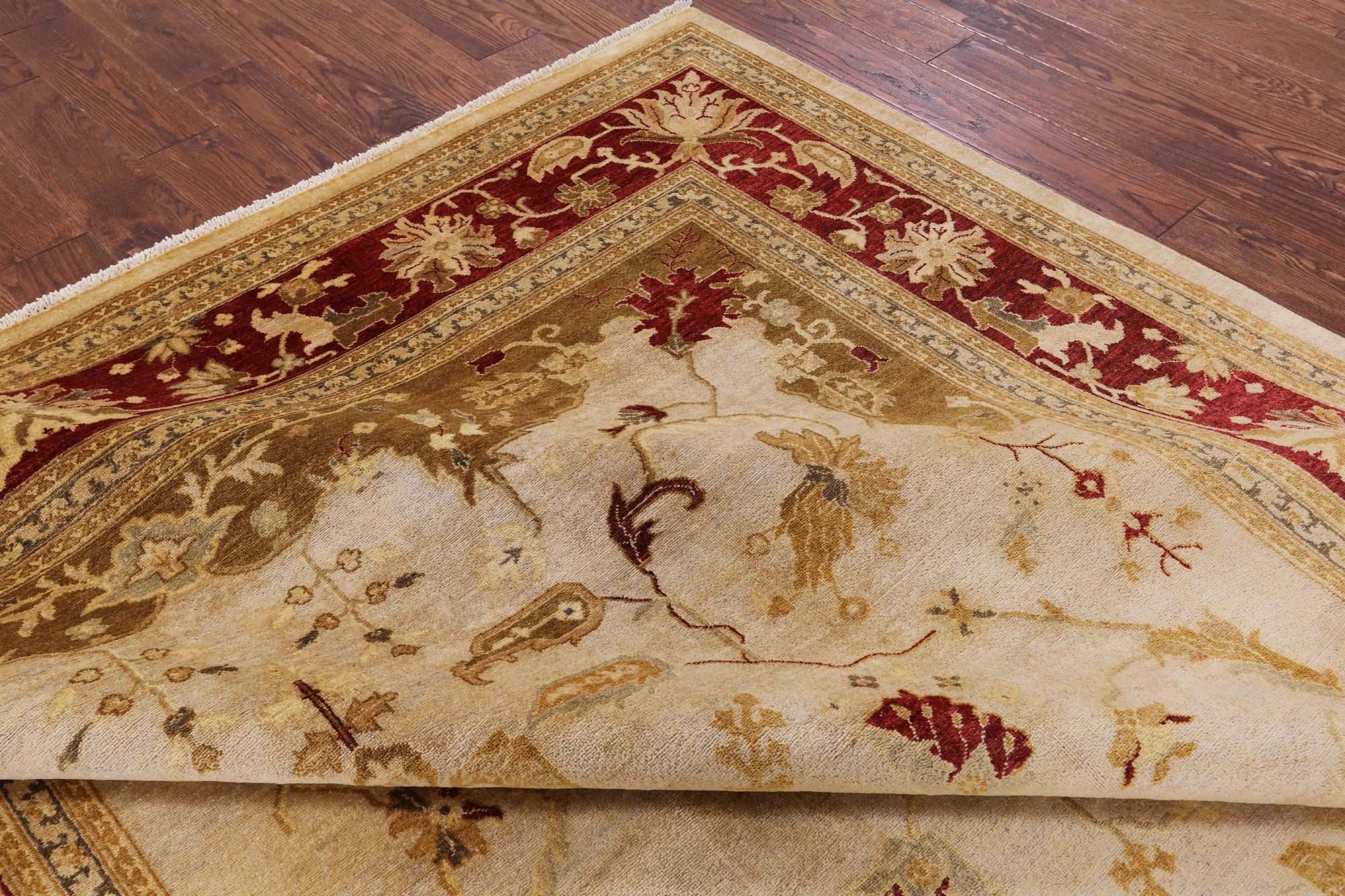 Ivory Chobi Peshawar Handmade Wool Rug - 8' 1" X 10' 1" - Golden Nile