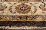 Brown Peshawar Hand Knotted Wool Rug - 8' 1" X 10' 1" - Golden Nile