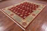 Red Peshawar Handmade Wool Rug - 8' 1" X 10' 0" - Golden Nile