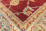 Red Peshawar Handmade Wool Rug - 8' 1" X 10' 0" - Golden Nile