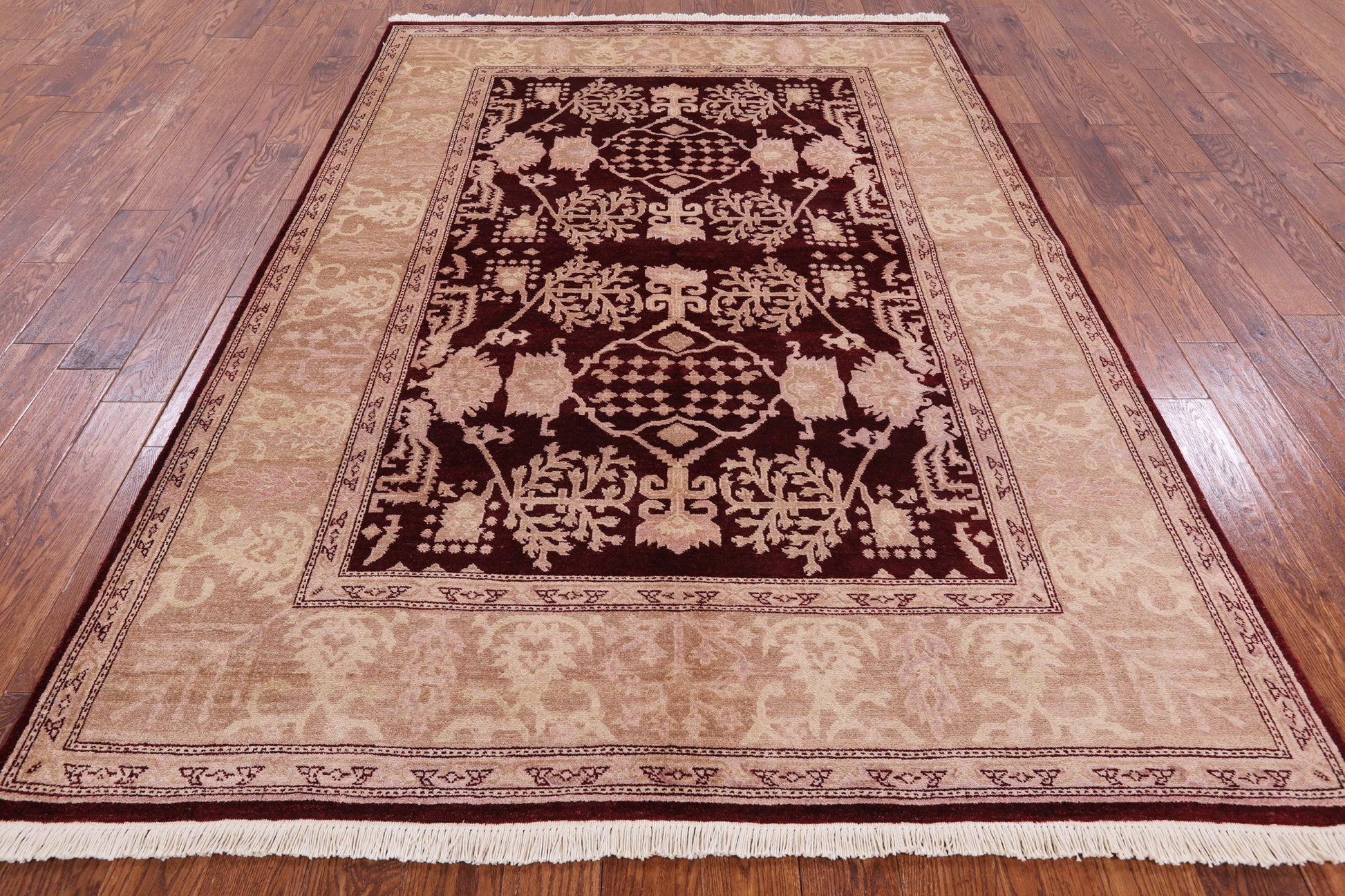 Red Peshawar Handmade Wool Rug - 6' 3" X 9' 0" - Golden Nile