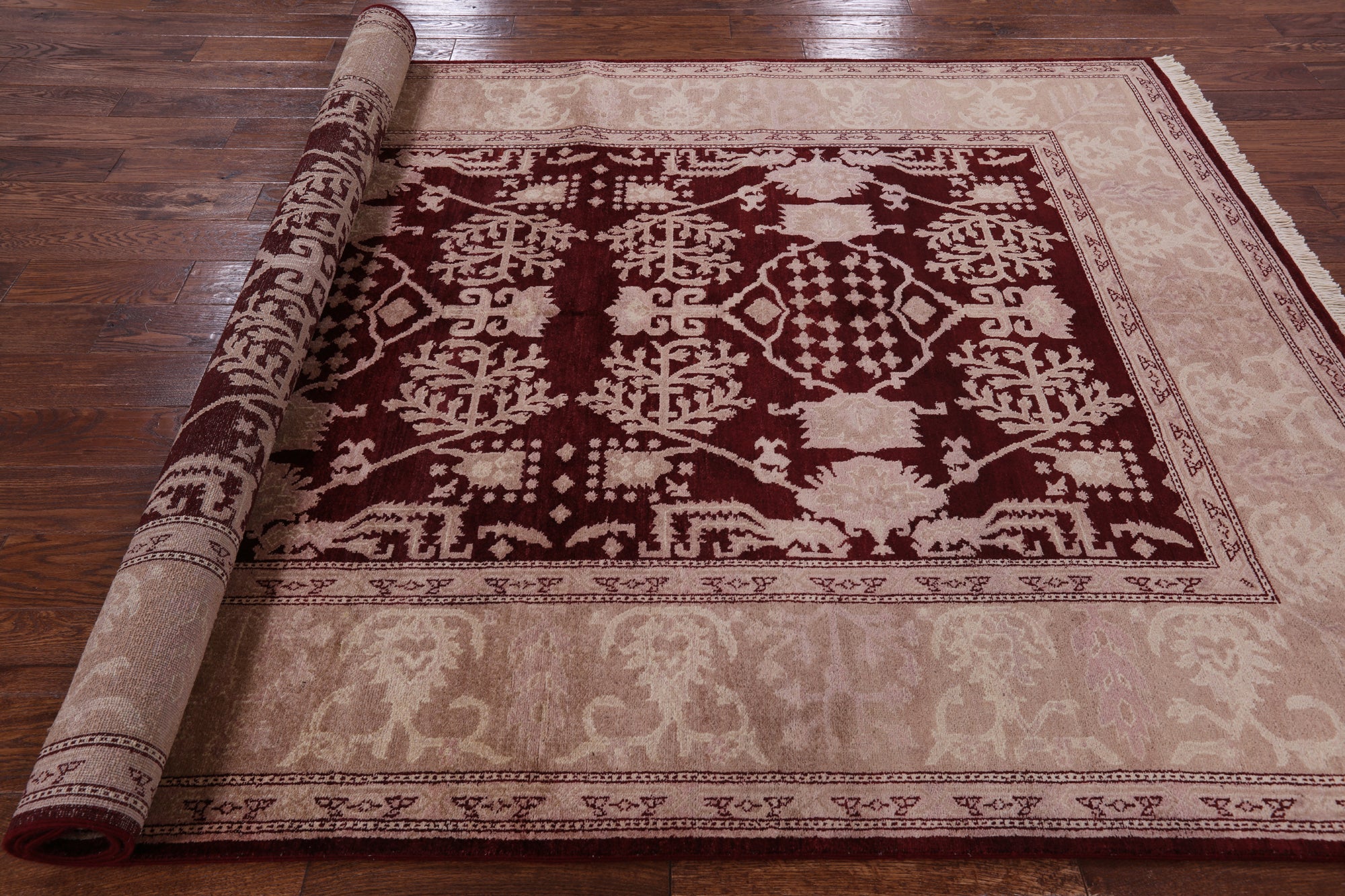 Red Peshawar Handmade Wool Rug - 6' 3" X 9' 0" - Golden Nile