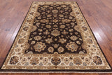 Brown Peshawar Handmade Wool Rug - 6' 0" X 9' 5" - Golden Nile
