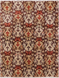 Brown Ikat Handmade Wool Rug - 5' 0" X 6' 3" - Golden Nile