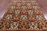 Brown Ikat Handmade Wool Rug - 5' 0" X 6' 3" - Golden Nile