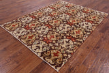 Brown Ikat Handmade Wool Rug - 5' 0" X 6' 3" - Golden Nile