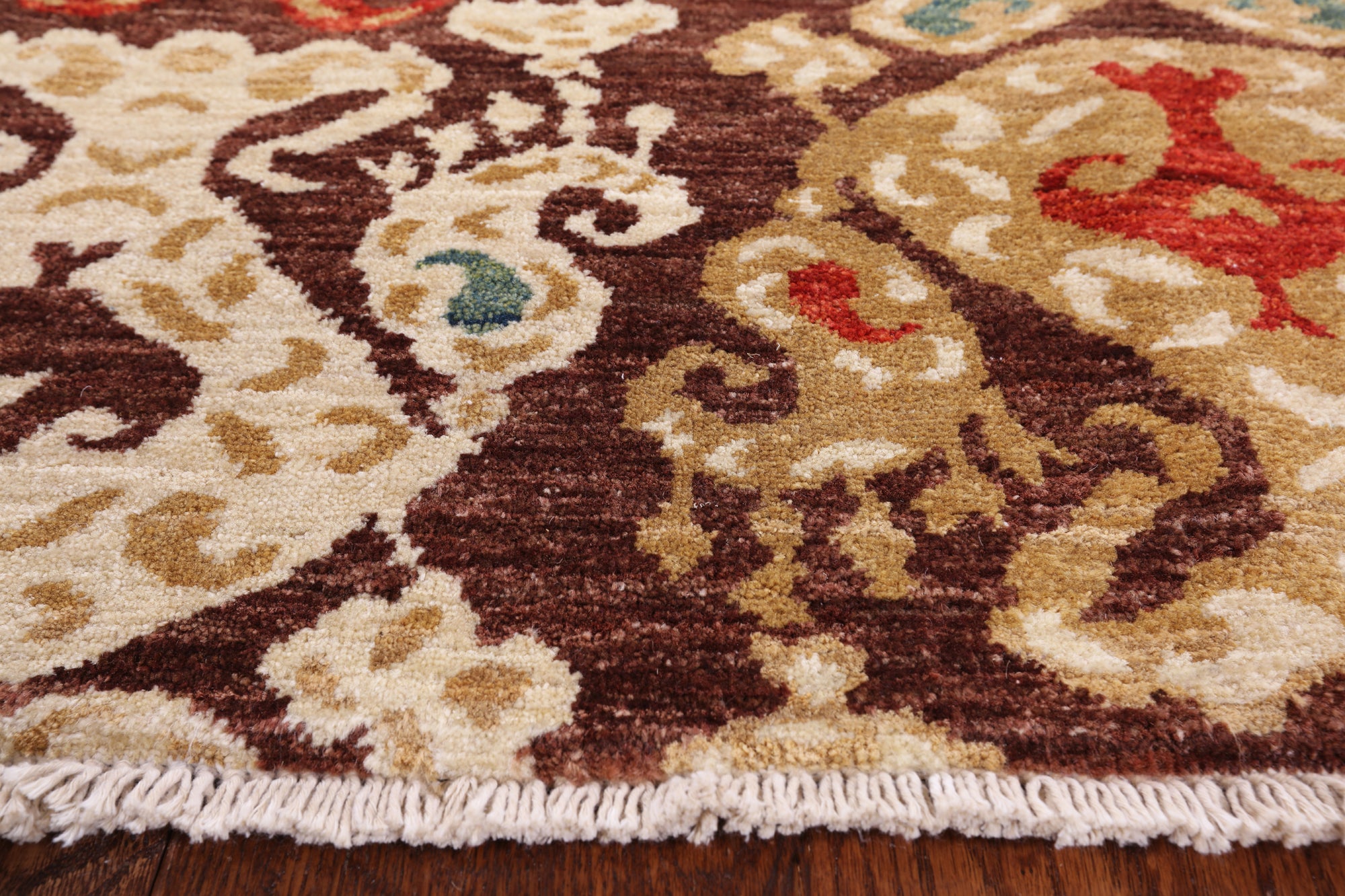 Brown Ikat Handmade Wool Rug - 5' 0" X 6' 3" - Golden Nile