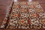 Brown Ikat Handmade Wool Rug - 5' 0" X 6' 3" - Golden Nile