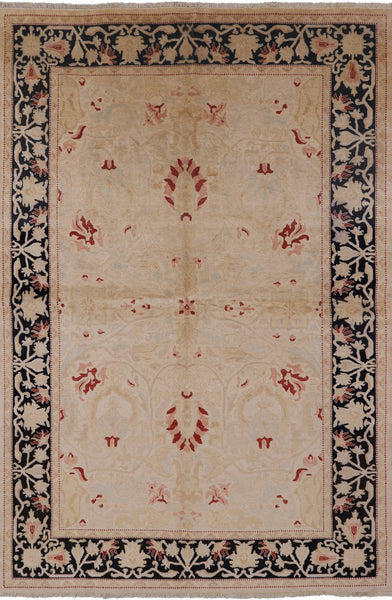 Ivory Peshawar Handmade Wool Area Rug - 6' 1" X 9' 0" - Golden Nile