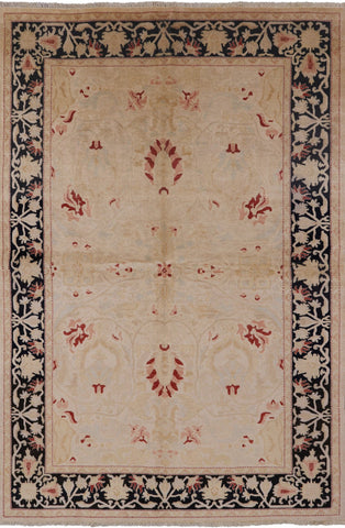 Ivory Peshawar Handmade Wool Area Rug - 6' 1