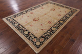 Ivory Peshawar Handmade Wool Area Rug - 6' 1" X 9' 0" - Golden Nile