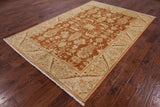 Chobi Peshawar Handmade Wool Rug - 6' 2" X 8' 10" - Golden Nile