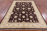 Brown Peshawar Hand Knotted Wool Rug - 6' 2" X 8' 10" - Golden Nile